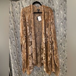 Velvet detail soft rose gold kimono